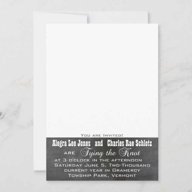 Chalkboad Photo Typography Wedding Invitations (Front)