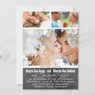 Chalkboad Photo Typography Wedding Invitations