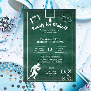 Chalkboard 10th Birthday Party Football Invitation