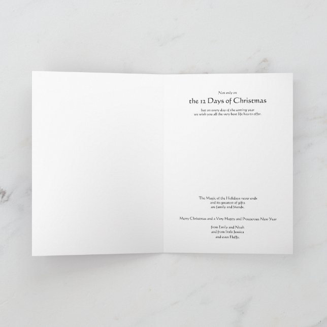 Chalkboard 12 Days of Christmas Chalk Calligraphy Holiday Card (Inside)