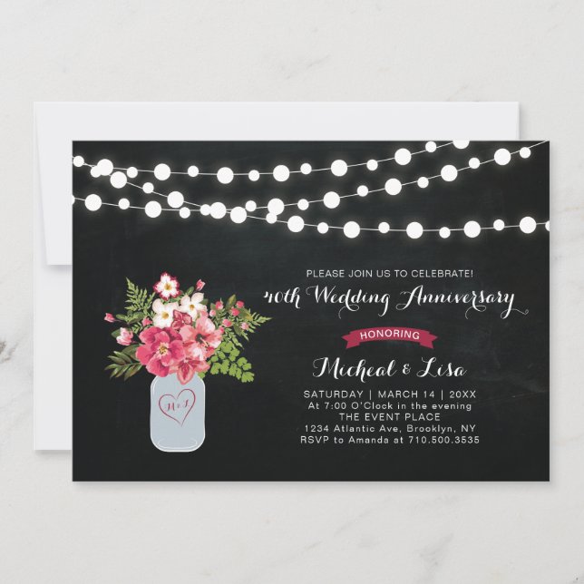 Chalkboard 40th Wedding Anniversary Invitation (Front)