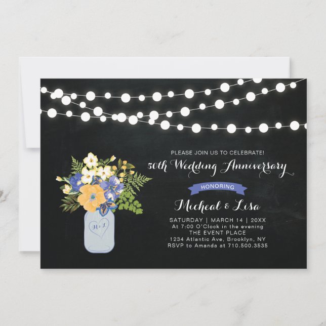 Chalkboard 50th Wedding Anniversary Invitation (Front)