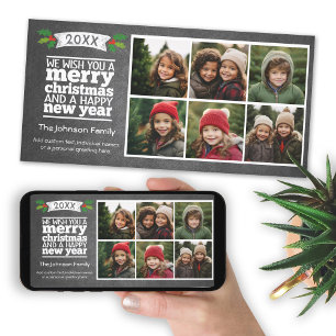 Chalkboard 6 Photo merry christmas happy new year Holiday Card