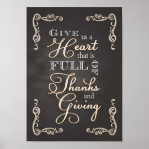Chalkboard - A Heart of Thanks & Giving Poster