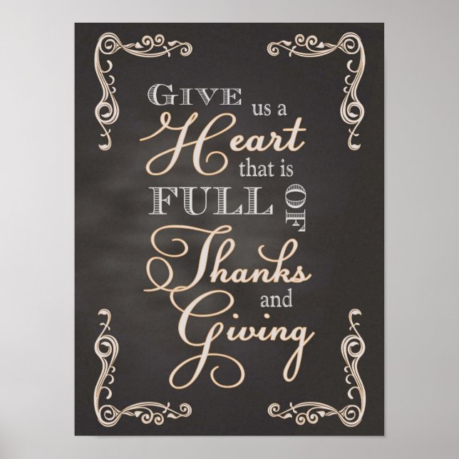 Chalkboard - A Heart of Thanks & Giving Poster (Front)
