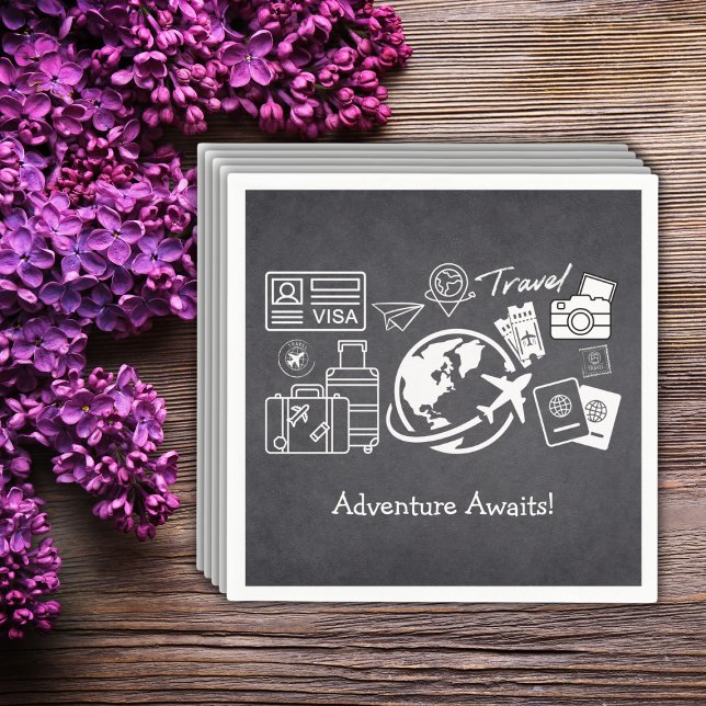 Chalkboard Adventure Awaits Baby Shower Napkin (Creator Uploaded)