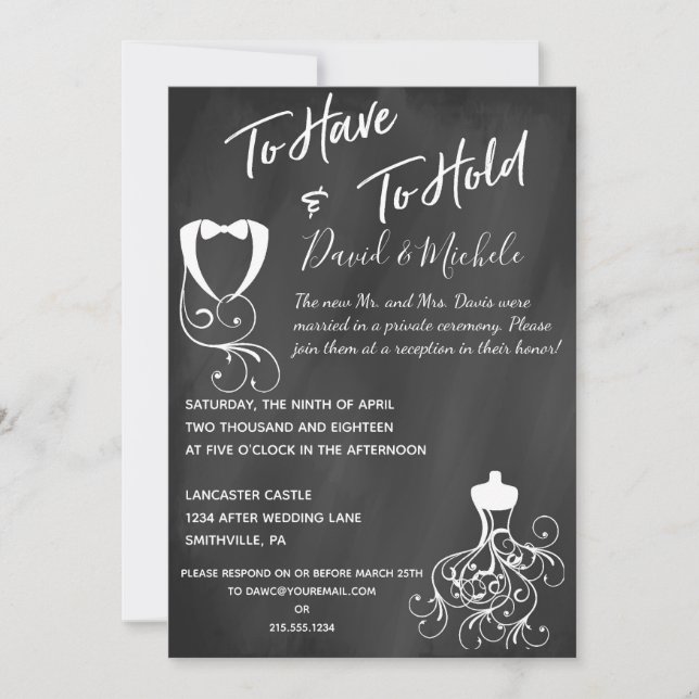 Chalkboard After/Post Wedding Party Invitation (Front)