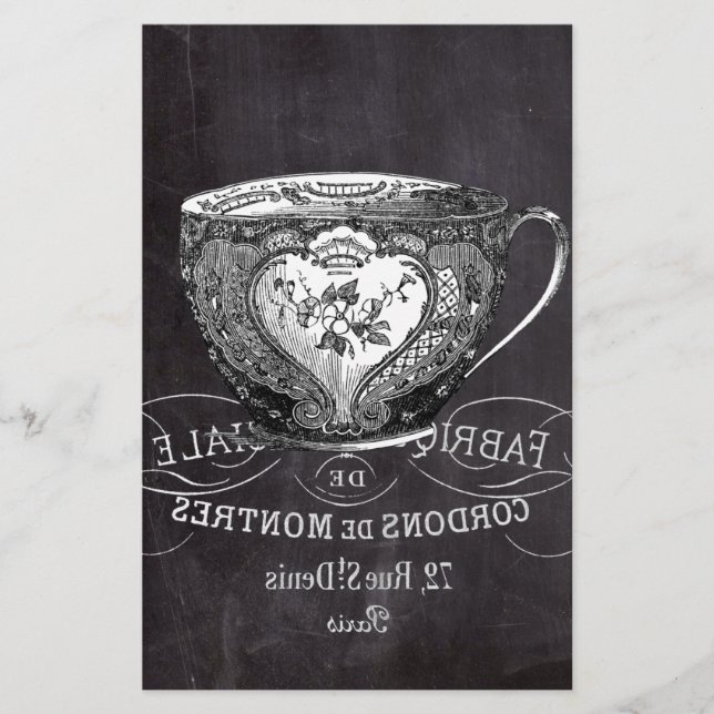 Chalkboard Alice in Wonderland tea party teacup Stationery (Front)