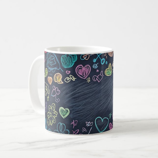 Chalkboard and chalk backgrounds. Childlike style  Coffee Mug (Front Left)