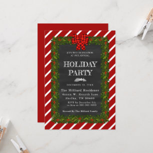 Chalkboard and garland holiday invitation