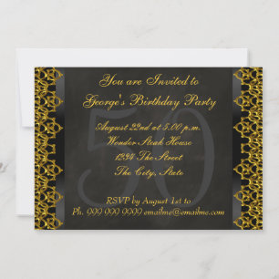Chalkboard and Gold 50th Birthday Party Chalkboard Invitation