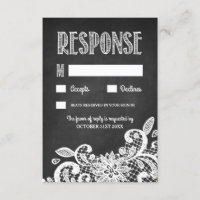 Chalkboard and Lace Rustic Wedding RSVP Cards