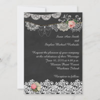 Chalkboard and Lace ShabbyChic Wedding Invitation
