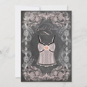 Chalkboard and Lace Vintage Bridal Shower Invitation