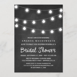 Chalkboard and Lights Bridal Shower Invitations