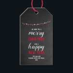 Chalkboard and Lights Merry Christmas Gift Tags<br><div class="desc">Chalkboard  Merry Christmas and Happy New Year  Photo Holiday design template ready for you to add your own details  . If you wish to change the colour or font of the text click customise further at the end of the template .</div>