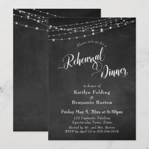 Chalkboard and Lights Wedding Rehearsal Dinner Invitation