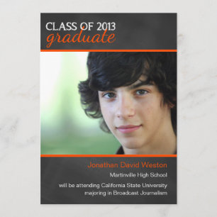 Chalkboard and Orange 2013 Graduation Announcement