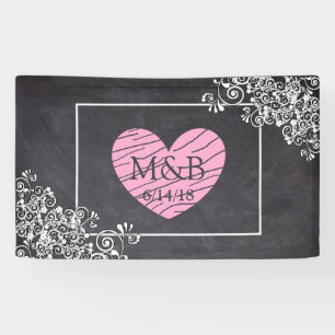 Chalkboard and Pink Heart Wedding Banner