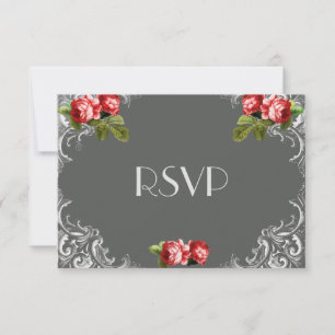 Chalkboard and Roses Wedding RSVP Card