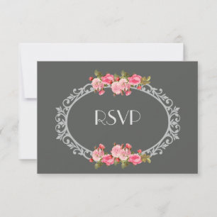 Chalkboard and Roses Wedding RSVP Card