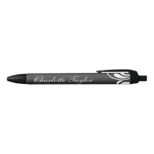 Chalkboard and Scroll Detail Personalised Black Ink Pen