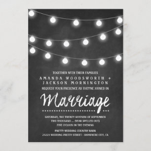 Chalkboard and String Lights Wedding Invitations