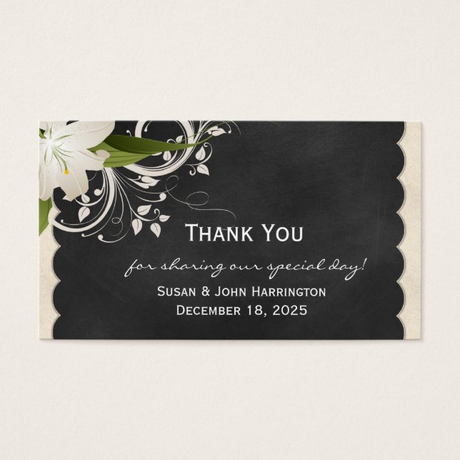 Chalkboard and White Lily Thank You (Front)