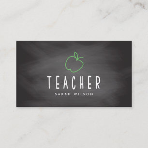 Chalkboard Apple Teacher Tutor Business Card