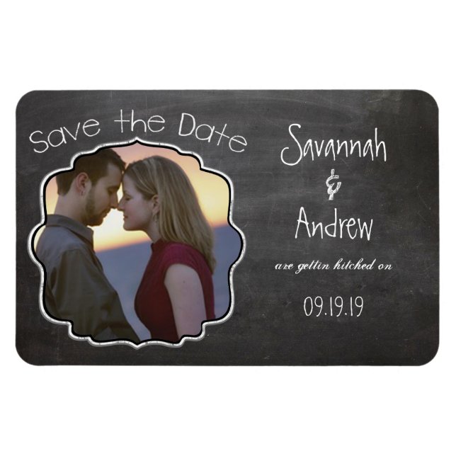 Chalkboard Art Wedding Save the Date Magnet (Horizontal)