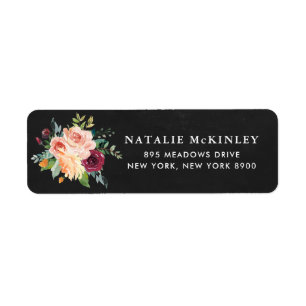 Chalkboard Autumn Blooms Floral Bouquet Address
