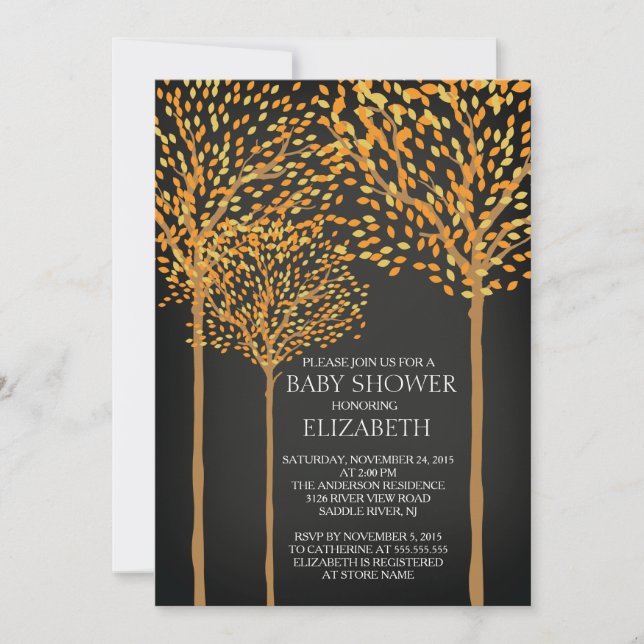 Chalkboard Autumn Trees Baby Shower Invitation (Front)