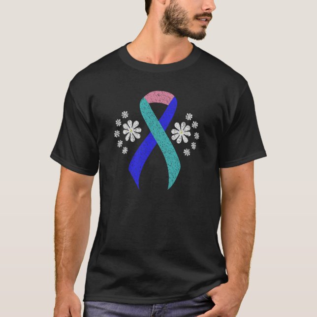 Chalkboard Awareness Teal/Pink/Blue Ribbon T-Shirt (Front)