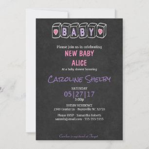 Chalkboard Baby Blocks Baby Shower Invitation