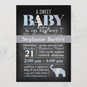 Chalkboard Baby Boy Chevron Invitation