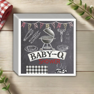 Chalkboard Baby-Q Grill Baby Shower Napkin