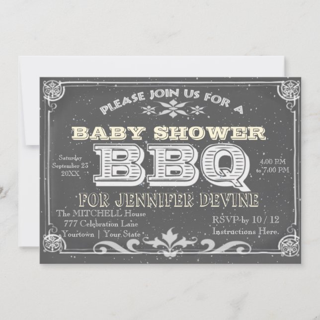 Chalkboard Baby Shower BBQ Invitations (Front)