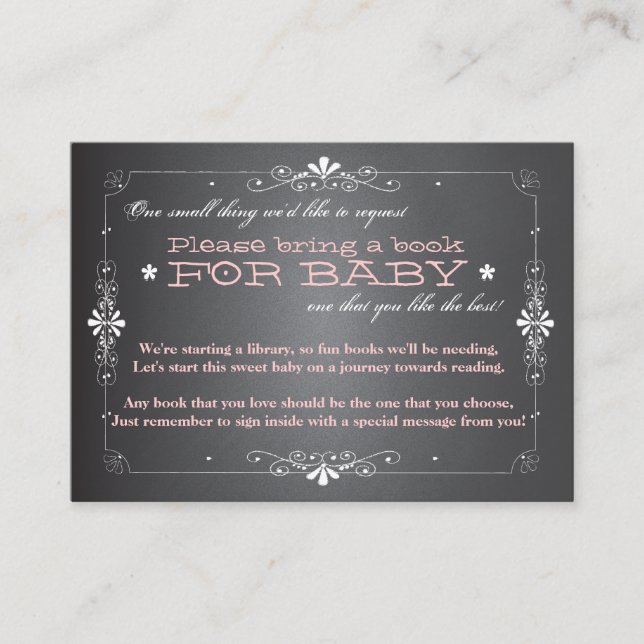 Chalkboard Baby Shower Book Insert Request Card (Front)