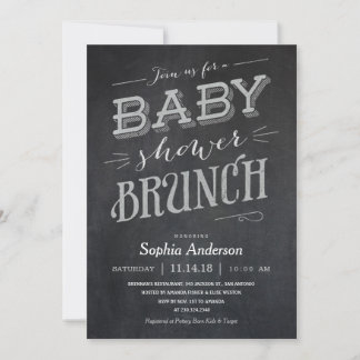 Chalkboard Baby Shower Brunch Invitations