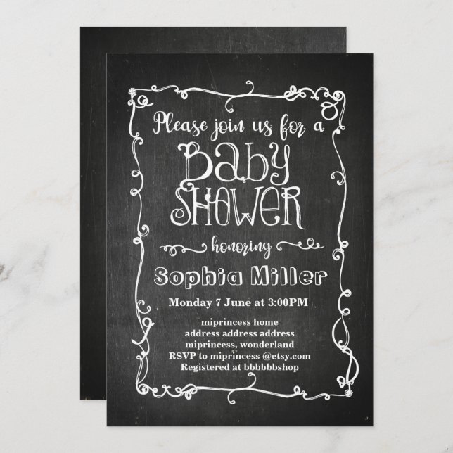 chalkboard baby shower invitation (Front/Back)