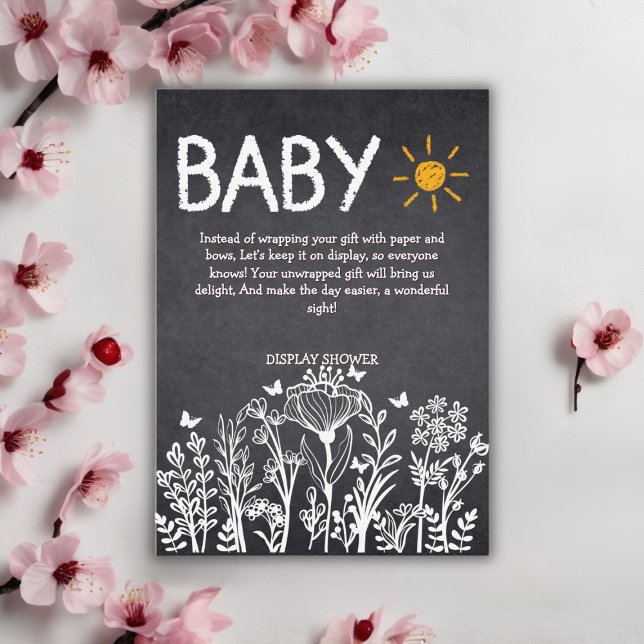 Chalkboard Baby Spring Drawing Baby Shower Enclosure Card (Creator Uploaded)