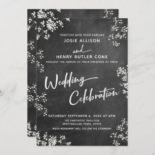 Chalkboard Baby's Breath Wedding Celebration Invitation