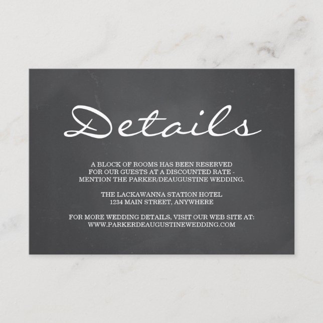 Chalkboard Background Information Enclosure Card (Front)