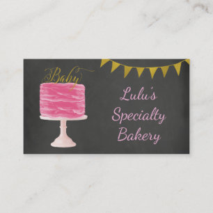 Chalkboard Bakery Business Card with Cake
