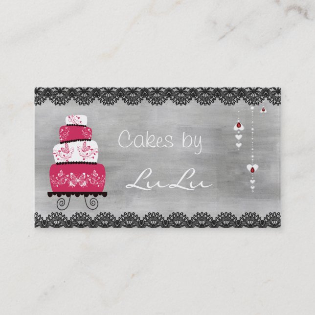 Chalkboard Bakery Business Card with Cake (Front)