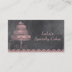 Chalkboard Bakery Business Card with Pink Cake