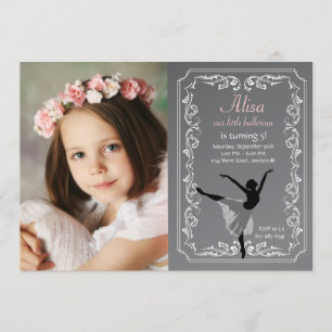 Chalkboard Ballerina Photo Birthday Invitation