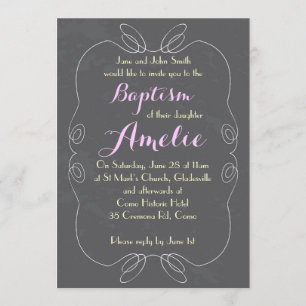 Chalkboard Baptism Christening Invitations