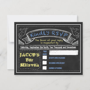 CHALKBOARD Bar Mitzvah Invitation Reply Card