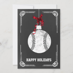 chalkboard baseball player Christmas Cards